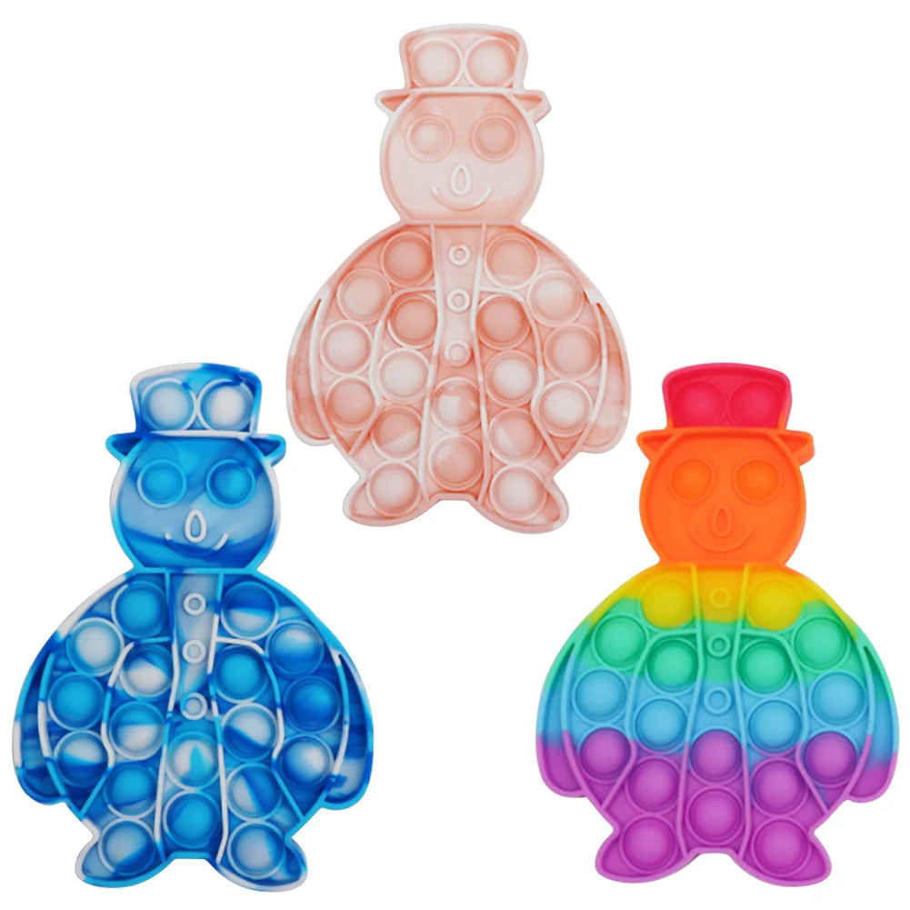 

Игрушки с пузырьками, сенсорные радужные цветные рождественские снеговики, снятие стресса, сжимаемые силиконовые игрушки, многофункционал...