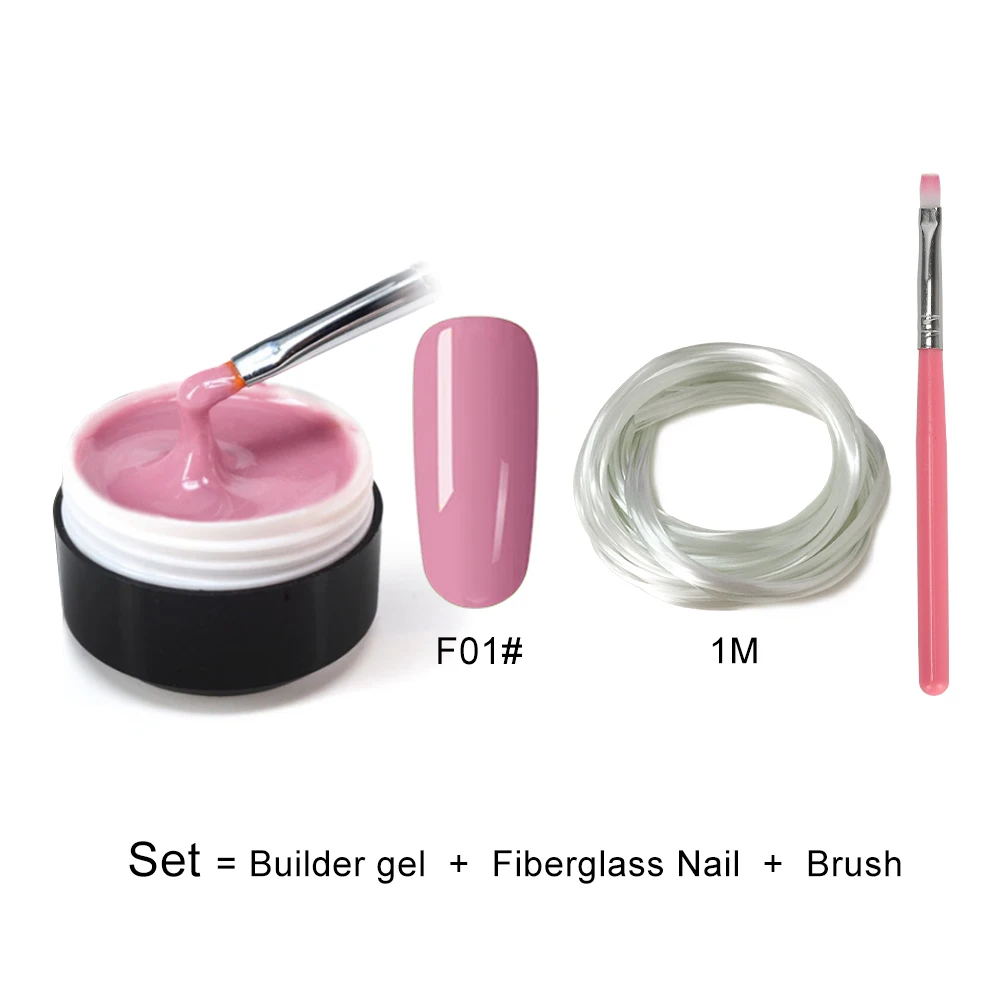 builder gel kit-F01 Полигель набор быстрое строительство кристалл ногтей Удлинительный УФ-гель лак полигель прозрачный розовый гель комплект лаков замочить от 15 мл - Цвет: builder gel kit-F01