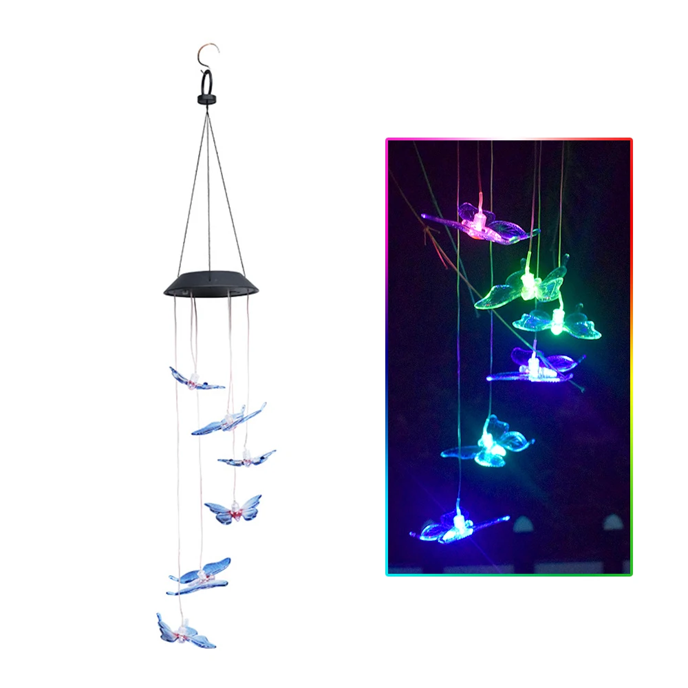 Лампа на солнечной энергии ветра сыпучий песок Цвет изменение бабочки СИД RGB