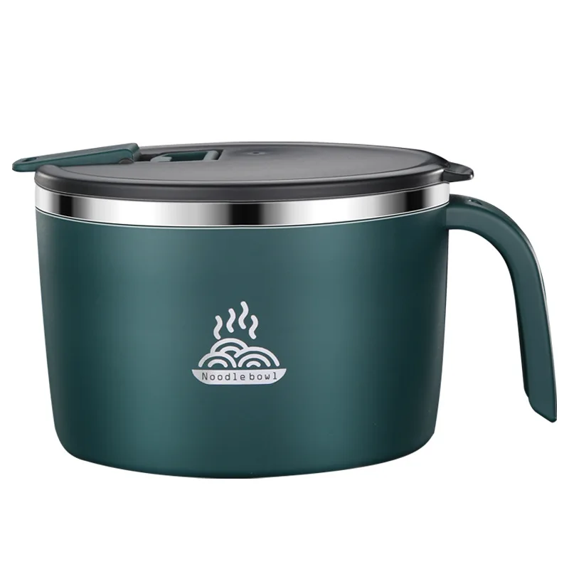 

stainless steel instant noodle bowl, stainless steel rice bowl with lid, insulated Japanese-style tableware, instant ramen bowl