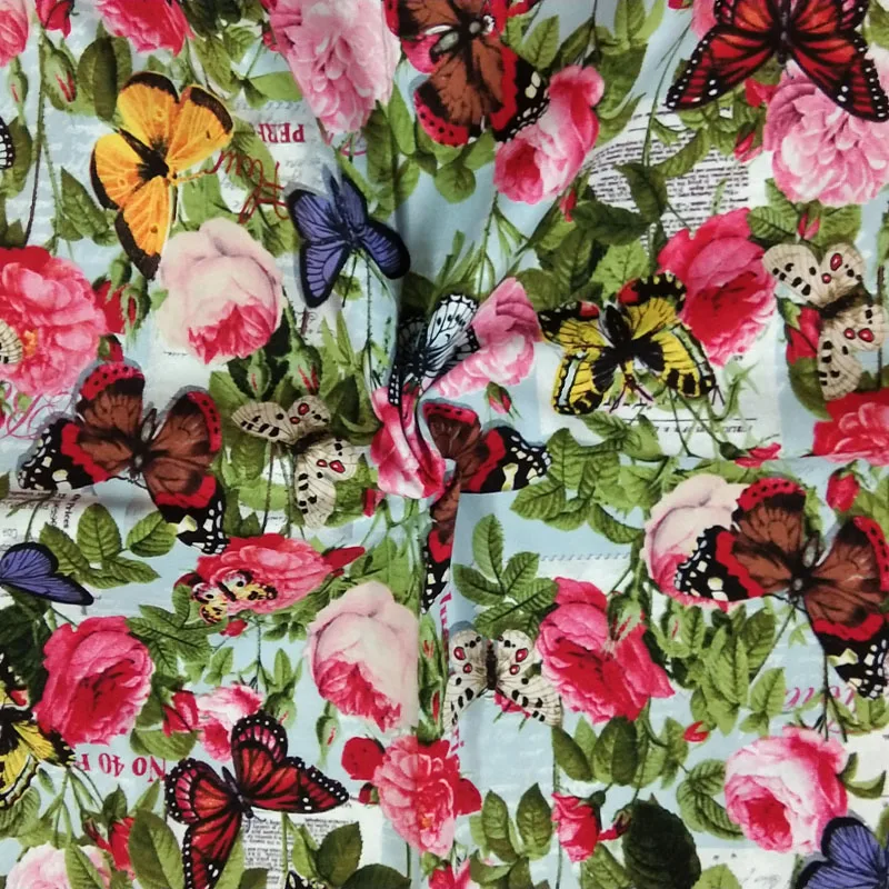Brand New Cartoon Colorful Butterfly &amp Blooming Flowers Printed Cotton Fabric 50x105cm Floral Patchwork Cloth Bag Decor | Дом и сад