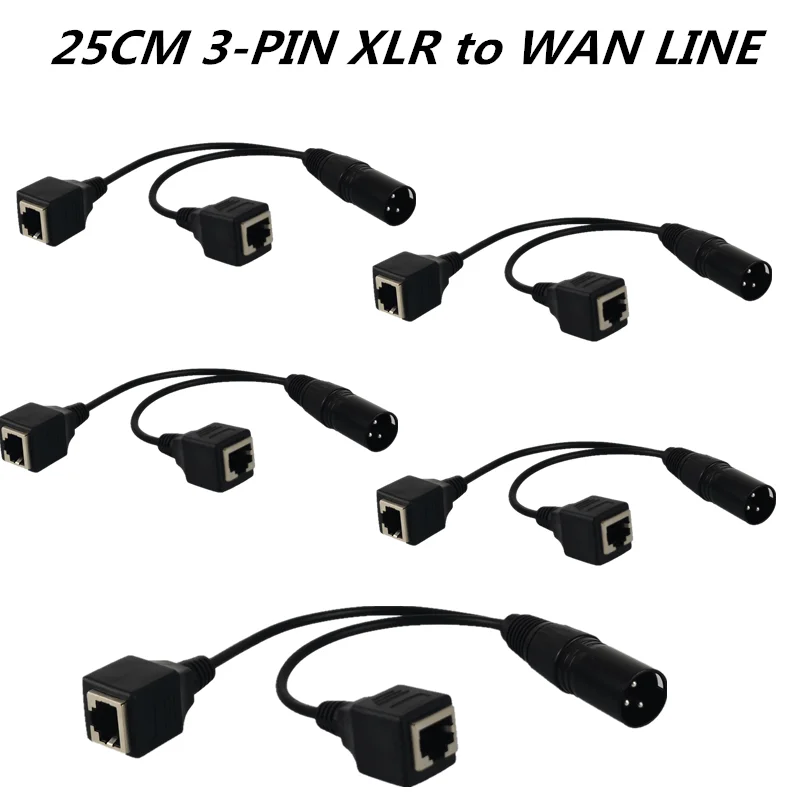 

5pcs/ 25CM stage light signal cable 3-pin XLR to WAN signal cable (led par moving head light )