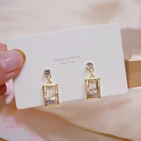 ydl earring for women die shell elegant gold color luxury crystal zircon temperament geometric simple earring new products