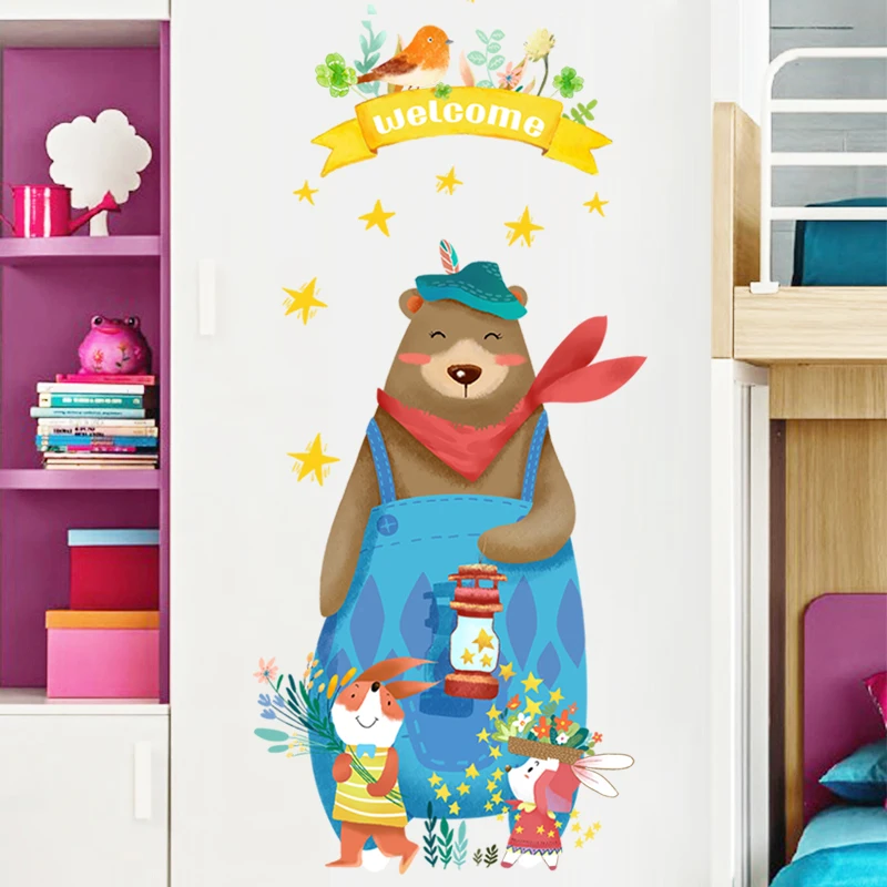 Добро пожаловать домашний декор настенные наклейки дверные с животными для