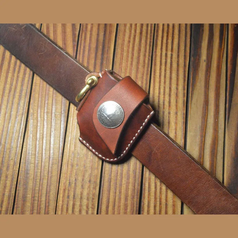 Handmade leather lighter protective sleeve case Z shape style Genuine cowhide car keys bag key chain holder | Дом и сад