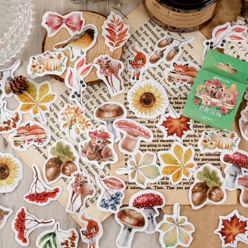 

46 Pcs Cartoon Forest Deer Mini Paper Sticker DIY Decorative Diary Journal Craft Scrapbooking Label Stickers Kawaii Stationery