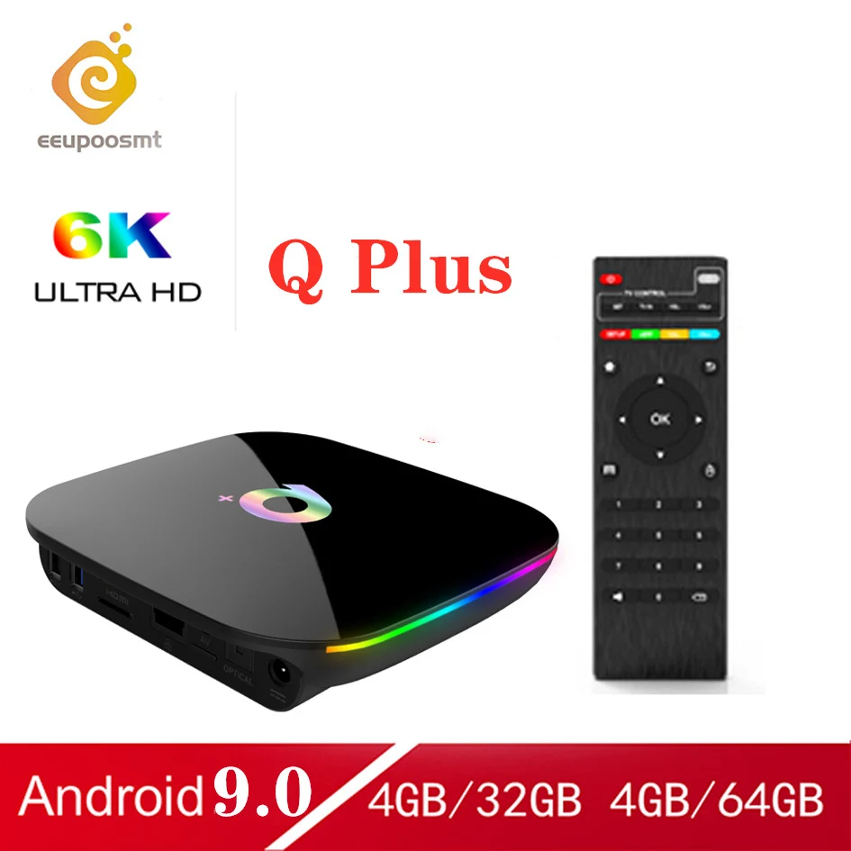 Android 9.0 Smart TV Box Q Plus Box 64GB 4GB 32GB TV Box Allwinner H6 Quad Core 6K H.265 2.4GHz Wifi Youtube Set Top box PK X96
