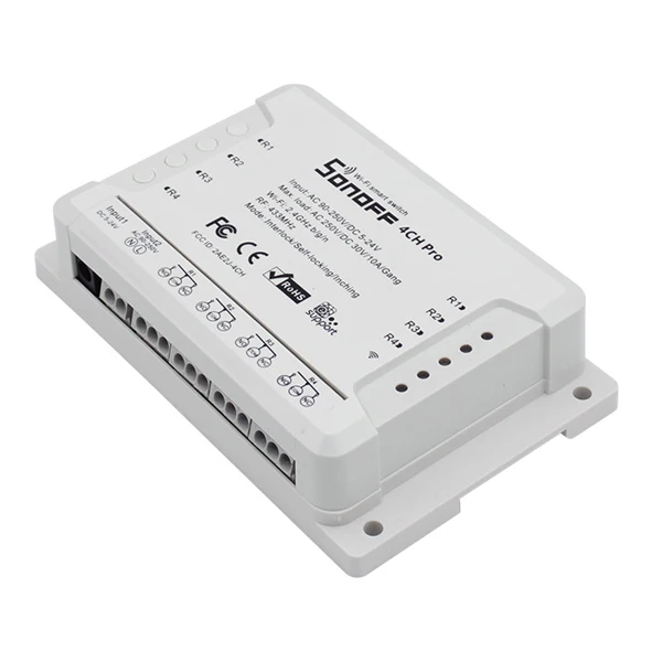 SONOFF 4CH Pro R2 10A 2200 Вт 2,4 ГГц 433 МГц РЧ инчинг/самоблокирующийся/блокирующий Умный домашний переключатель+ 433 МГц пульт дистанционного управления