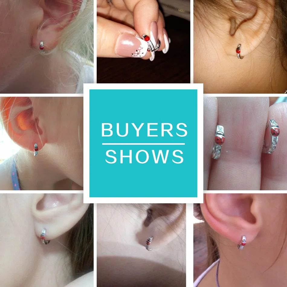 BELAWANG 925 пробы серебряные серьги кольца с ребенок девочки дети эмалевая Божья