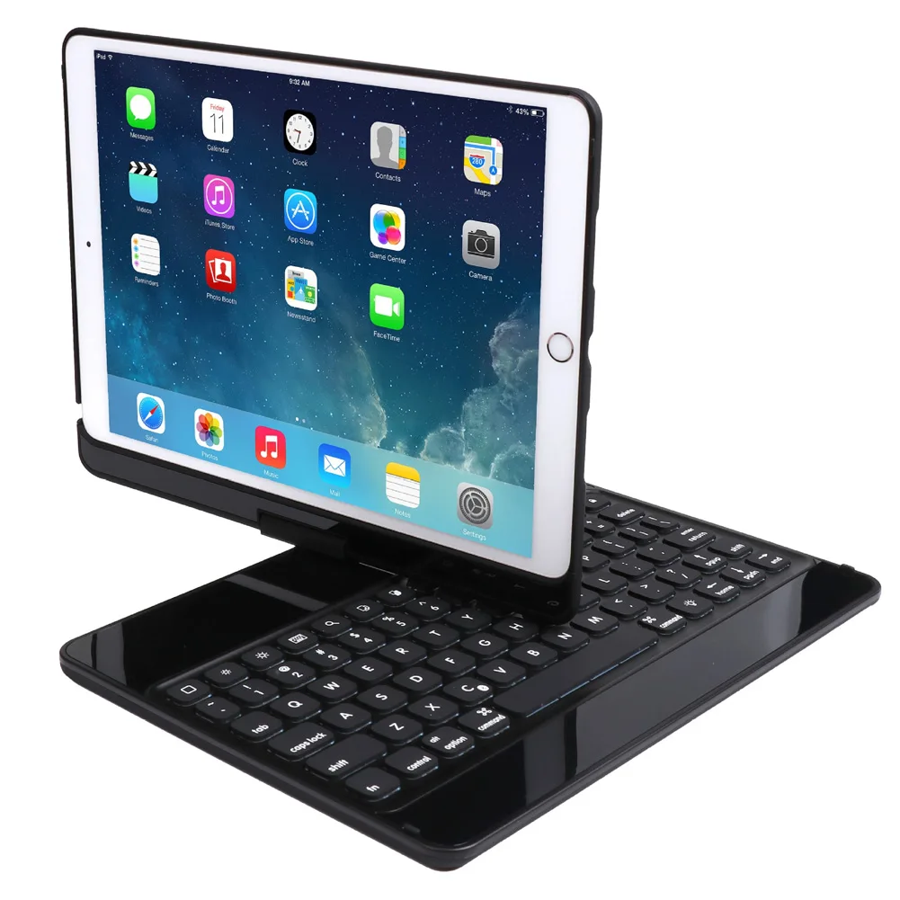 

360 Rotate Wireless Keyboard Case Smart Folio Back Cover with Backlit for iPad 10.2 PUO88