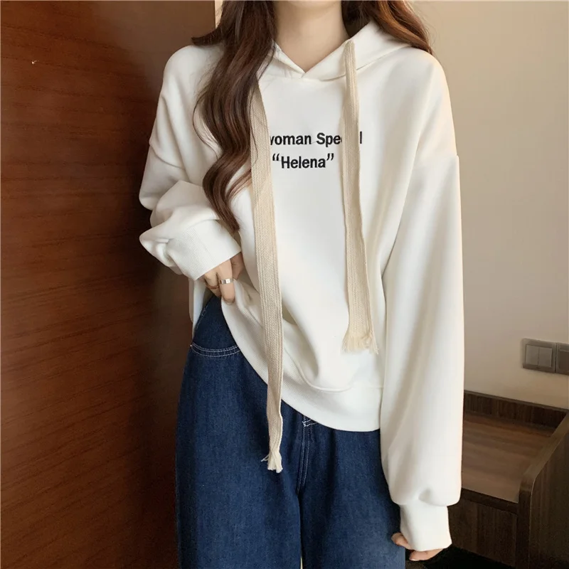 Маленький белый свитер женская зимняя толстовка новый дизайн утепленная