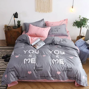 Bed Sheet Pillowcase Comforter Bedding Set Red White Heart Pattern Lovers Bed Cover Set Duvet Cover Adult Child Girl Boy