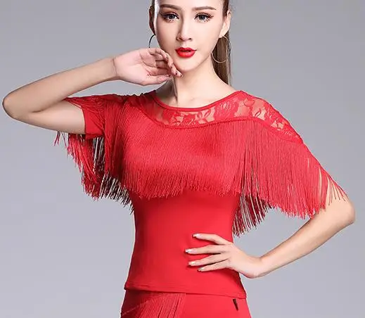 Шикарные Модные женские топы с длинным рукавом и кисточками пикантные красные