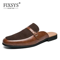 fixsys buckle design man loafer summer casual shoes lightweight half shoes for man breathable mules outdoor slippers big size 48