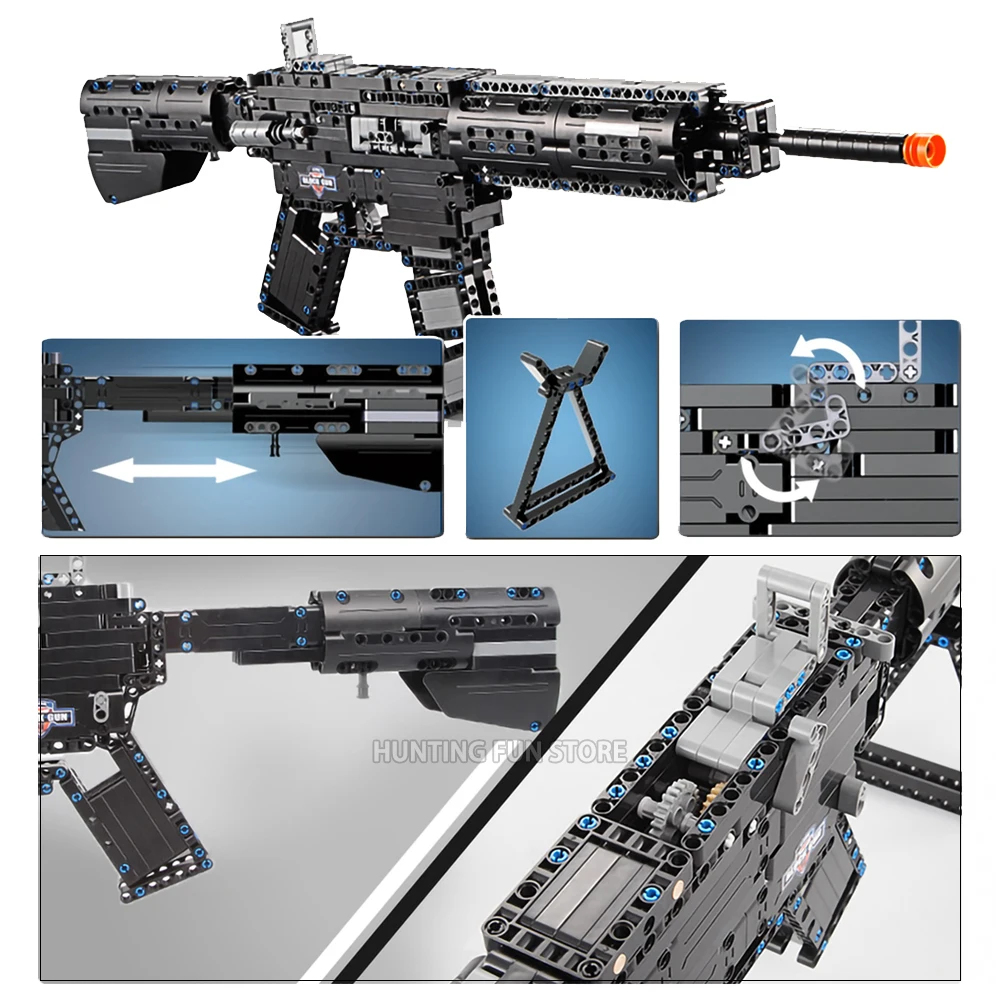 

CADA 621pcs Technical Military M4A1 Carbine Rubberband Gun Model Sets Building Block Bricks DIY Assembly Toys for Kids Boy Gifts