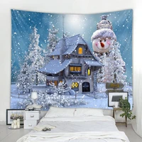 christmas tapestry wall mounted christmas home decoration christmas castle print large size tapestry