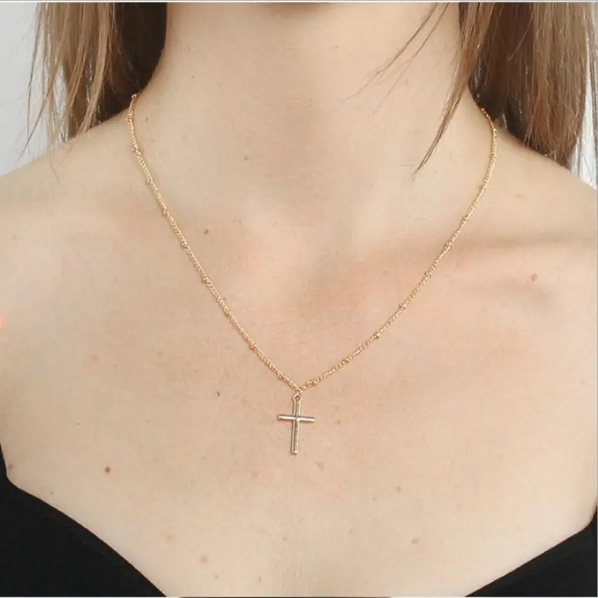 

Simple Classic Fashion Double Sided Cross Antique Silver Color Pendant Girl Short Long Chain Necklaces Jewelry For Women S1992