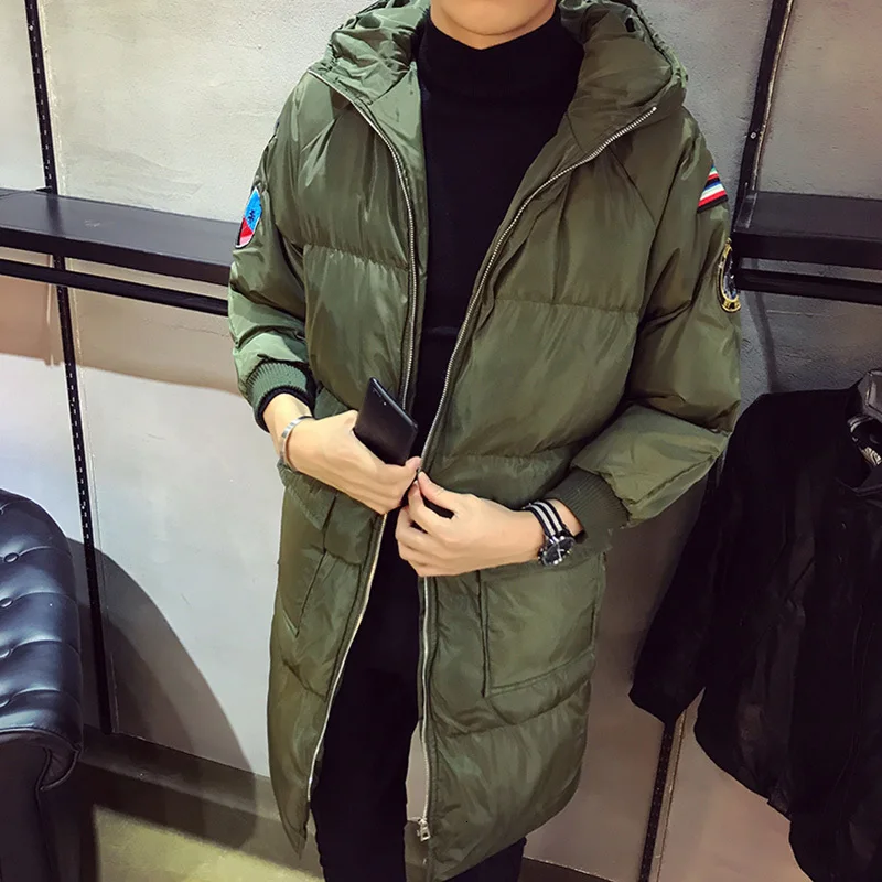 Army green Зимняя мужская длинная Парка мужская пальто Мужская куртка-парка Manteau Homme Hiver Parkas пальто Мужская Толстая куртка теплая зимняя мужская куртка - Цвет: Army green
