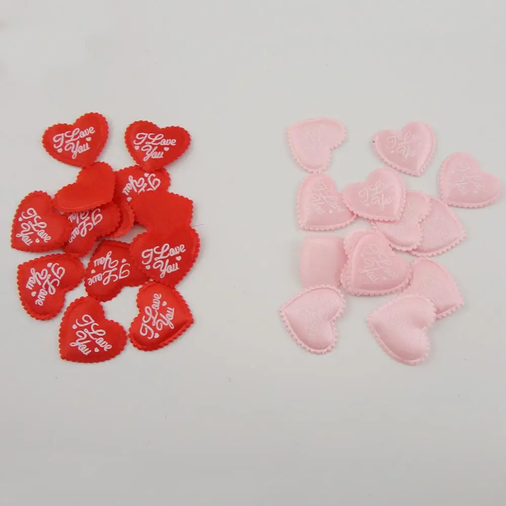 200 шт 3 5 см белые слова &quoti LOVE You&quot принты атласные массивные нашивки в виде сердца
