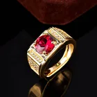 Кольцо из рубинового золота с изменяемым размером и кристаллом циркония, мужские кольца, цвет 18-каратного золота, властное желтое золото, ювелирные изделия, бижутерия, модный подарок
