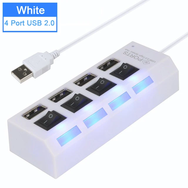 4 Port USB 2.0 White USB 3,0 концентратор 2,0 концентратор Мульти USB разветвитель 4/7 порт расширитель несколько USB 3,0 Hab с адаптером питания USB3.0 концентратор с переключателем для ПК - Цвет: 4 Port USB 2.0 White