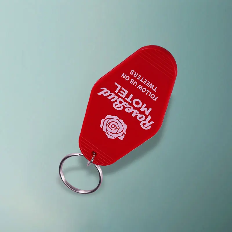 

Rosebud Motel Key Tag Fob Rose Red Keychain Creek TV Series Keyring Follow Us on Tweeters