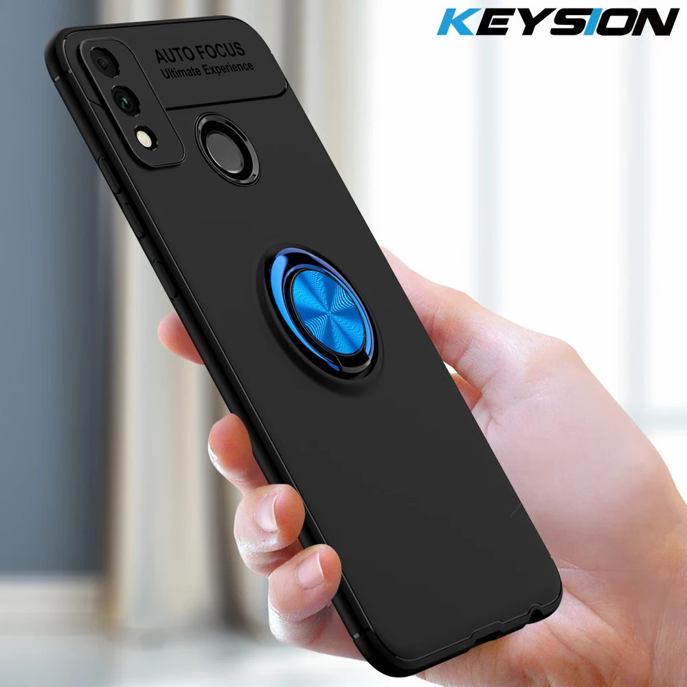 Чехол KEYSION с металлическим кольцом для Huawei Honor 9X Lite мягкий силиконовый матовый