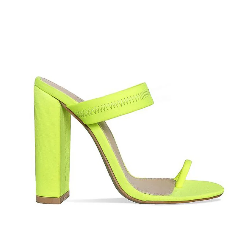 

2019 new simple one line toe sandals with thick heels for women's shoes and sandals