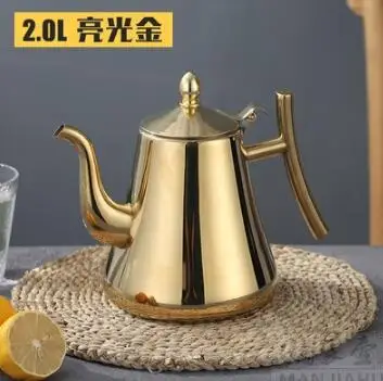 2L-gold Модные золотые и серебряные Цвет Чай чайник с фильтром Тип отель Чай чайник 304 Нержавеющая сталь воды чайник для воды 1L/1.5L/2L - Цвет: 2L-gold