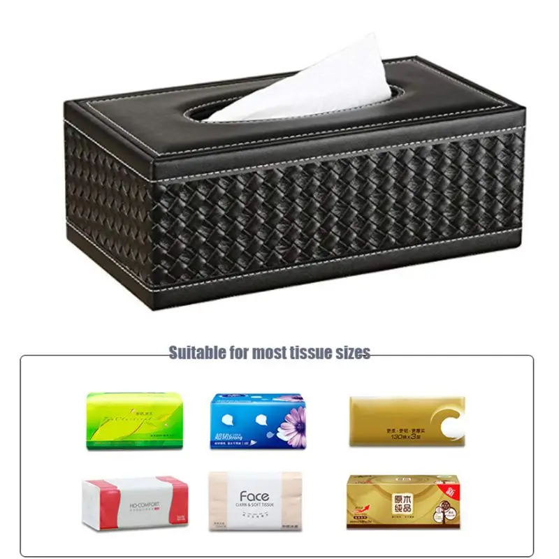 

H051 PU Leather Tissue Box Holder Rectangular Napkin Holder Paper Case Dispenser