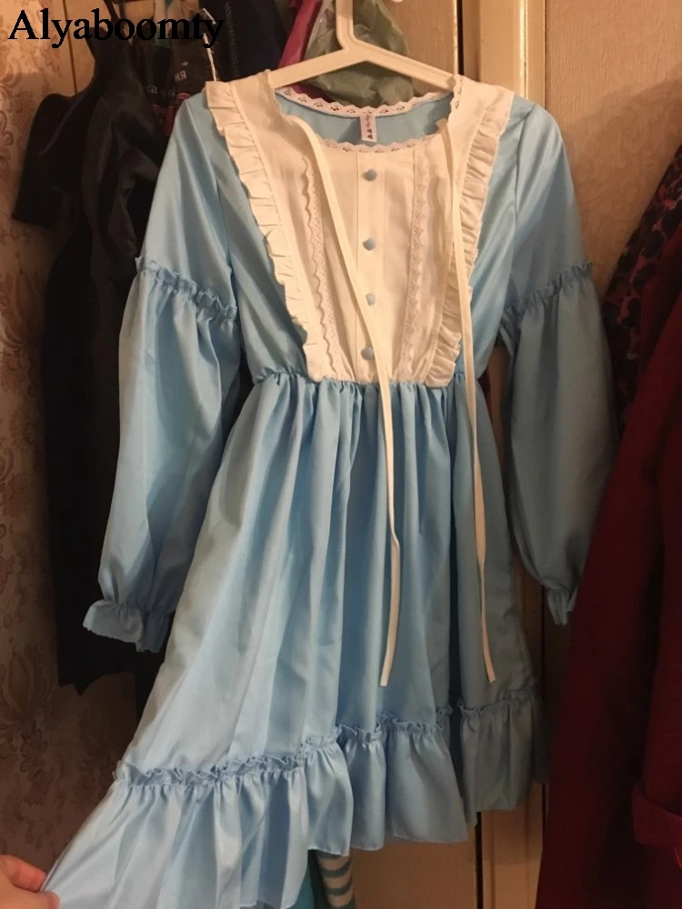 

Women's Japanese Spring Dress Party Black Blue Dress Patchwork Cosplay Costume Fancy Dress