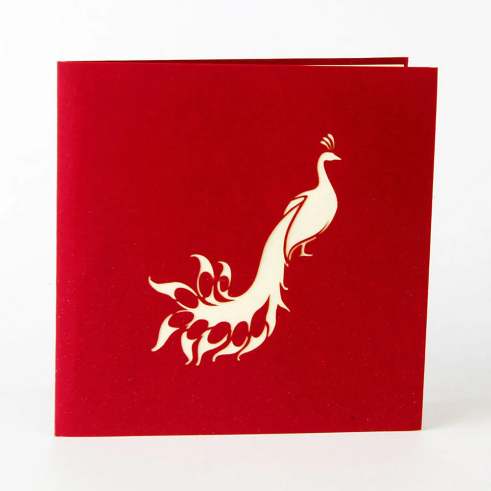 

3D Animals Peacock Greeting Card Pop up Handmade Paper Art Carving child Birthday gift