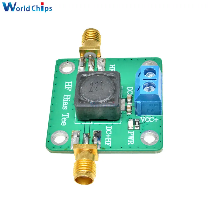 RF Microwave HF Bias Tee 50K-60MHz DC offset Feeder For RF Short Wave RTL SDR LNA HAM Radio Amplifier Antenna 33mmx33mm