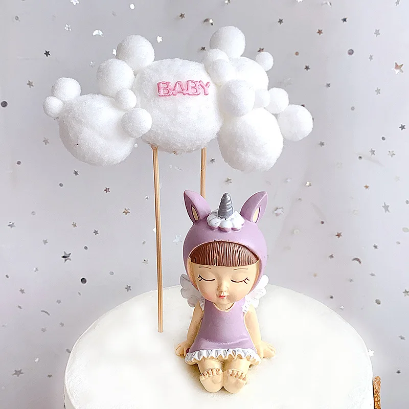 

Cartoon Baby Happy Birthday Cake Topper Plush Cute Cloud Cupcake Topper For Kids Birthday Party Cake Decorations Baby Shower