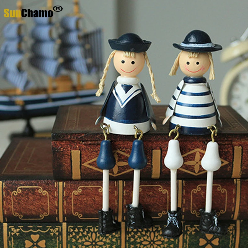 2 пары морских деревянных моряков куклы ручной работы сидящие сидячие игрушки