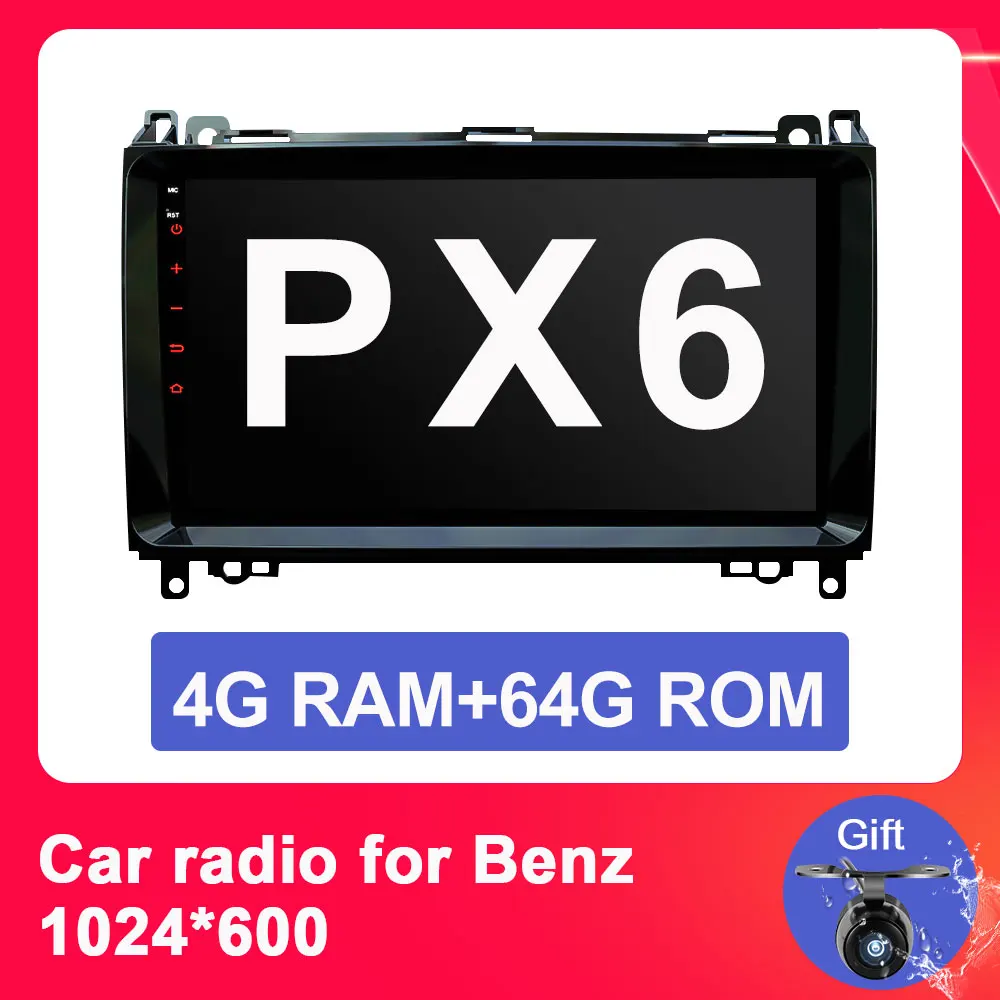 Автомагнитола Android 9 для 2 Din Mercedes/Benz/Sprinter/Viano/Vito/b-класс/B200/B180 Автомобильный мультимедийный видеоплеер gps 4G+ 64G PX6 - Color: 4G 64G PX6