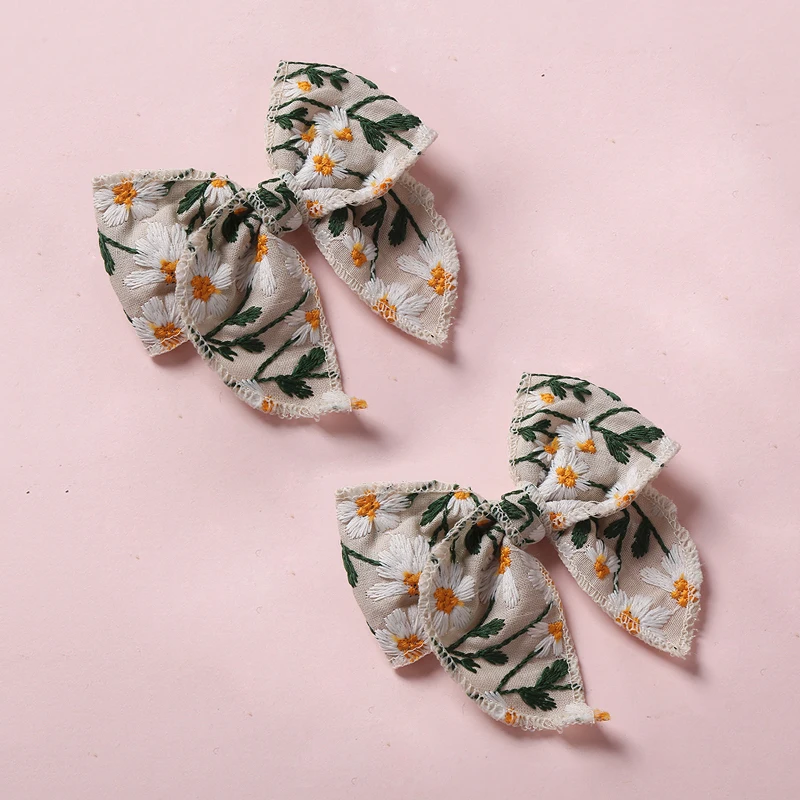 2 шт. детские заколки для волос из хлопка и льна | Мать ребенок