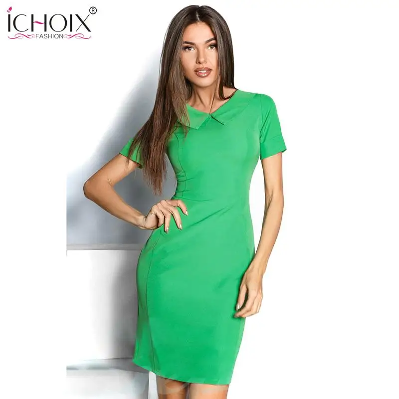 ICHOIX 2019 женские летние офисные платья мини винтажная контрастная рубашка платье с