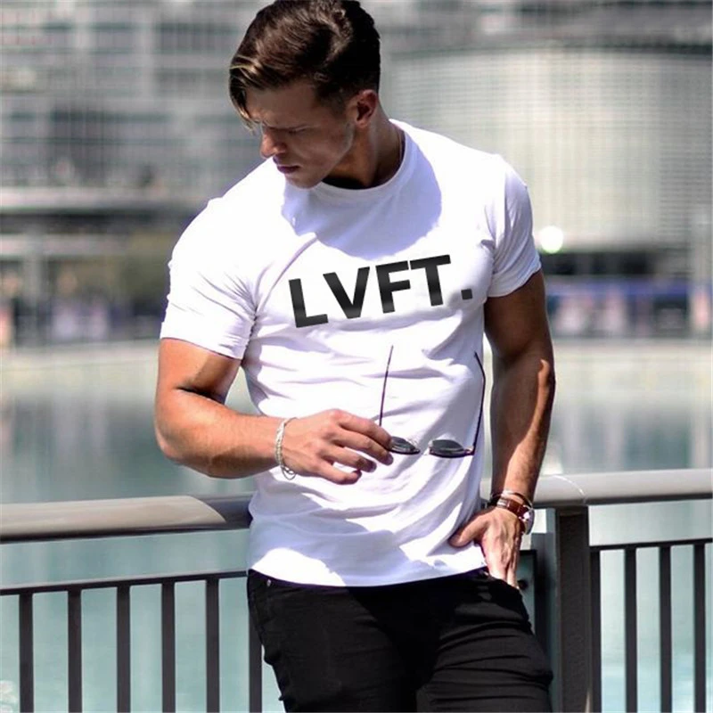 Летняя спортивная футболка Для мужчин короткий рукав бодибилдинг тонкий Мужчины