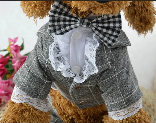 

Dog Suit Gentleman Suit Pet Clothes Groom Evening Dress Fake Two-piece Cat Wedding Four-legged Suit French Bulldog Clothes Puppy