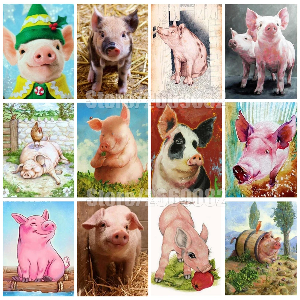 

5D алмазная живопись «сделай сам», свинка, полная Алмазная вышивка, Алмазная мозаика, животное, картина, украшение стразами TT1109