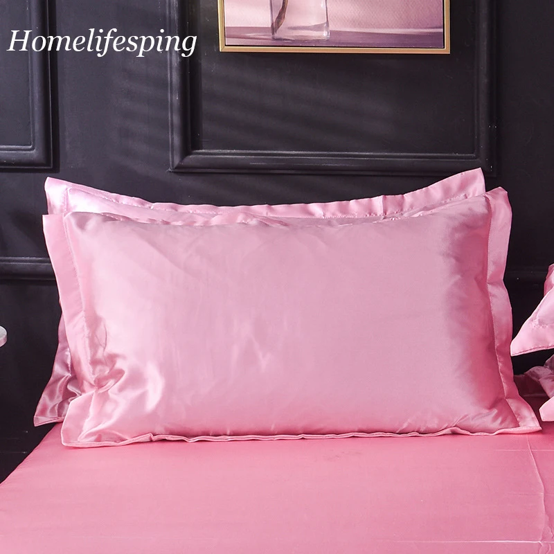 

Pure Emulation Silk Satin Pillowcase Single Pillow Cover Multicolor Pure color bedding 50*76cm Bedding Pillowcase Smooth