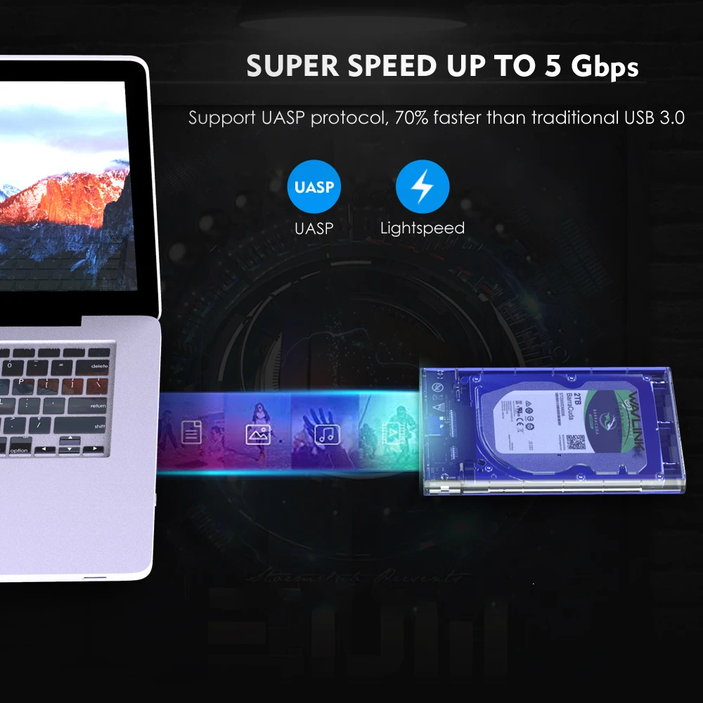 Чехол Wavlink 2 5 дюйма для жесткого диска SATA к USB 3 0 без инструмента Гбит/с протокол UASP