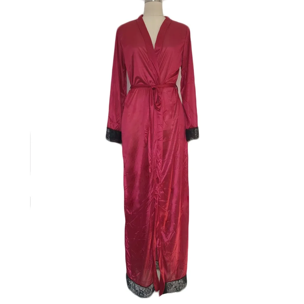 

Sexy woman gown with pocket made silk kimono bathrobe long silk kimono pajamas bathrobe baby lingerie pajamas
