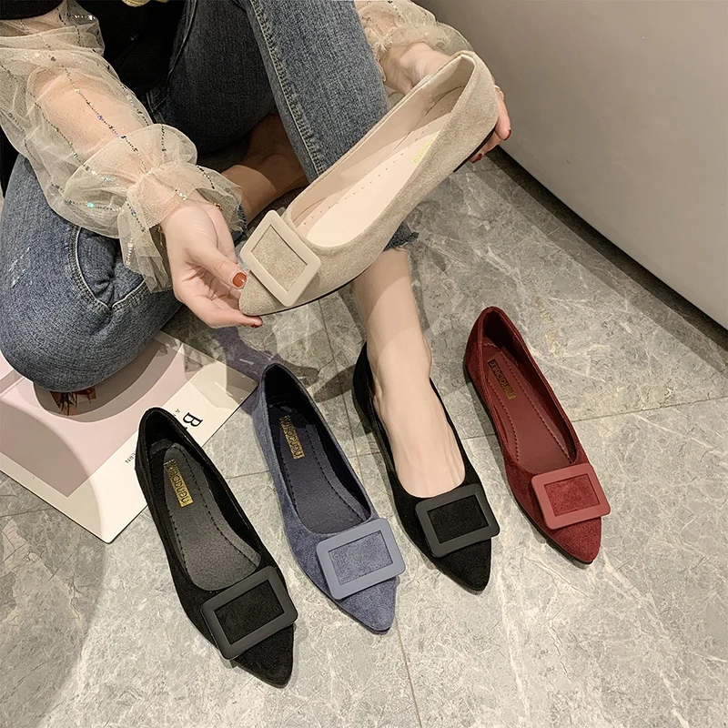 

All-Match Soft Shallow Mouth Women Female Shoes Casual Sneaker Pointed Toe Buckle Modis Dress Grandma Summer Comfortable New