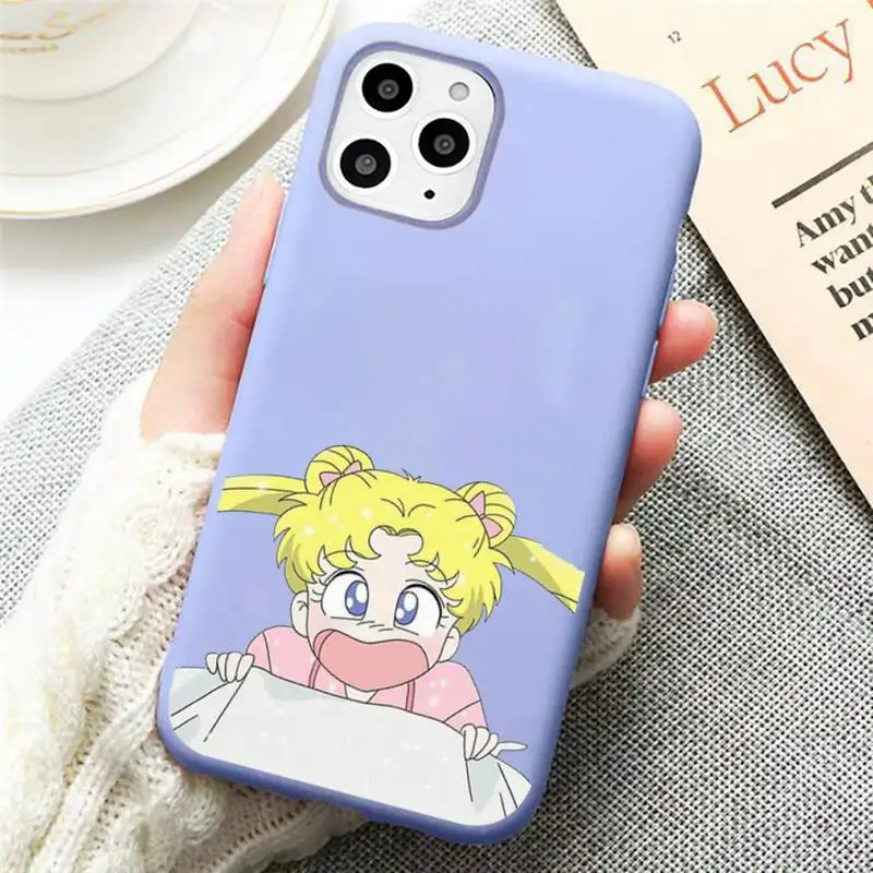 

Anime cute sailor moon Phone Case Candy Color for iPhone 11 12 mini pro XS MAX 8 7 6 6S Plus X SE 2020 XR