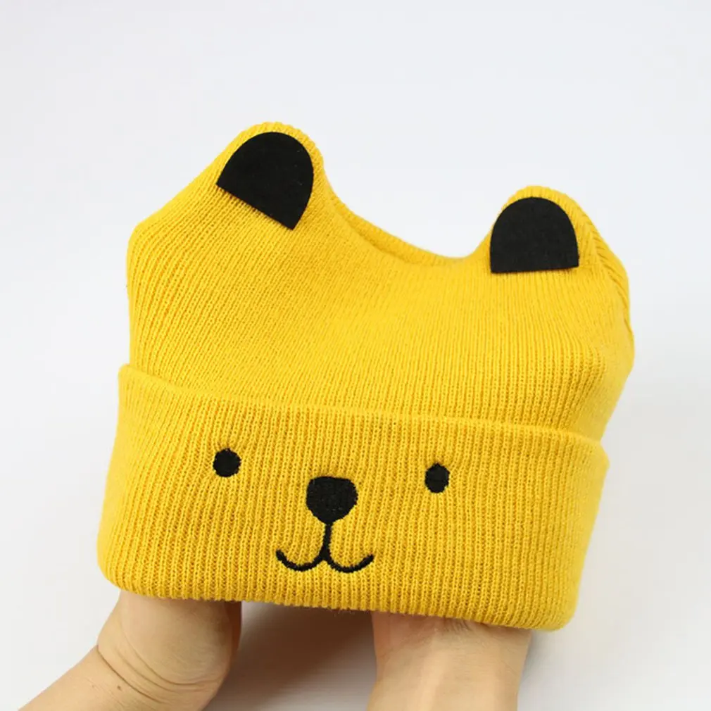 

Cute Cartoon Children Hat Cap Fashion Kitten Print Thick Warm Winter Knitting Beanie Hat for Children Boy Girls Christmas Gift