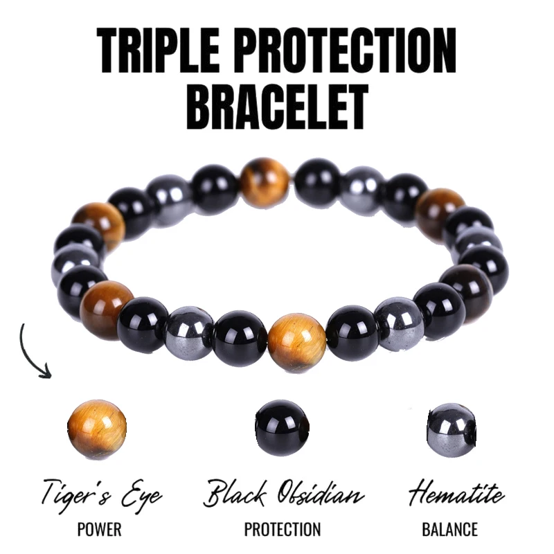 

Natural Obsidian Hematite Tiger Eye Beads Bracelets Men Pulsera Hombre Fashion Magnetic Health Protection Women Jewelry
