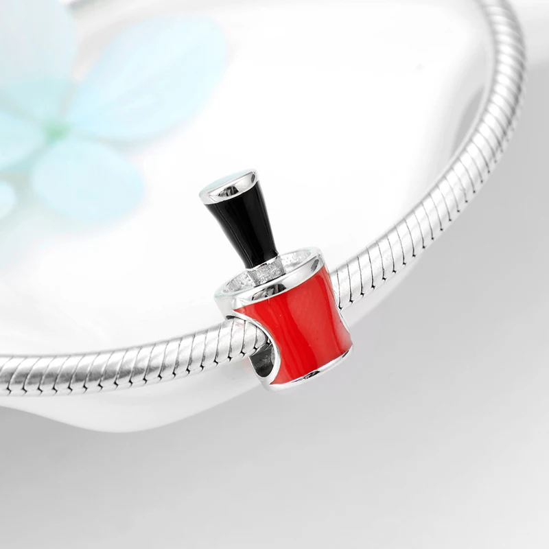 Love beautiful Women Nail polish Charming Beads 2018 Fashion 925 Sterling Silver Fit Original European Bracelet Bangles Jewelry | Украшения