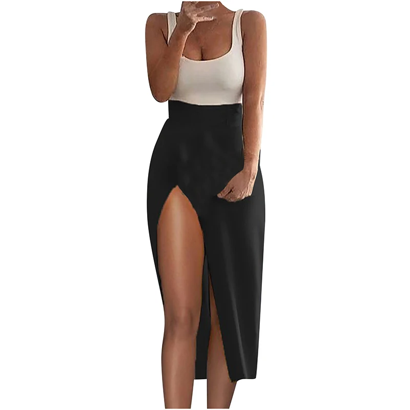 

Summer Spaghetti Strap Split Dress Green High Waist Women Sleeveless Bodycon Sexy Pencil Dress Office Lady 2021 New Female Party